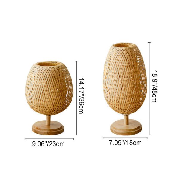 Chinese Minimalist Bamboo Weaving Oval Round 1-Light Table Lamp - Image 9