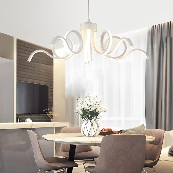 Curves Flower Petals Stepless Dimming White Nordic LED Chandelier - Image 4