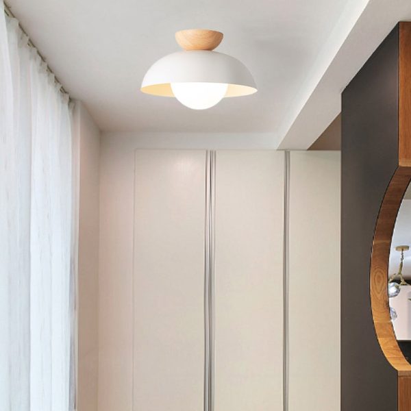 Modern Minimalist Round Iron Glass 1-Light Semi-Flush Mount Ceiling Light For Living Room - Image 2