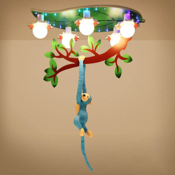 Contemporary Creative Kids Monkey Leaf Acrylic 5-Light Flush Mount Ceiling Light For Bedroom - Image 13