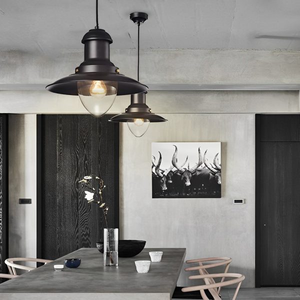 Round Retro Metal Hat Industrial Style Small Chandelier Pendant Lights - Image 9