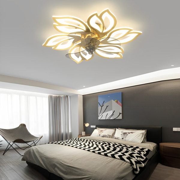 Flower Smart Silent Stepless Dimming LED Modern Ceiling Fan Light - Image 2