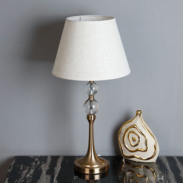 Modern Minimalist Column Crystal Iron Fabric 1-Light Table Lamp For Living Room - Image 14