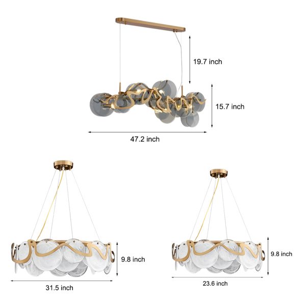 Round Glass Creative Art Iron LED Nordic Chandelier Pendant Lights - Image 7