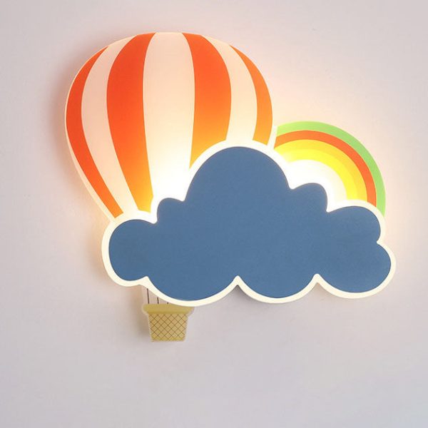 Contemporary Creative Kids Hot Air Balloon Clouds Iron Acrylic LED Wall Sconce Lamp For Bedroom - Image 11
