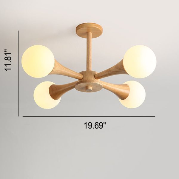 Japanese Log Fork 3/4/5-Light Semi-Flush Mount Light - Image 5