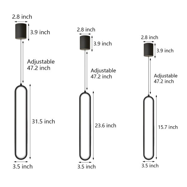 Oval Aluminum LED 3 Step Dimming Modern Pendant Lights with Spotlights - Image 7