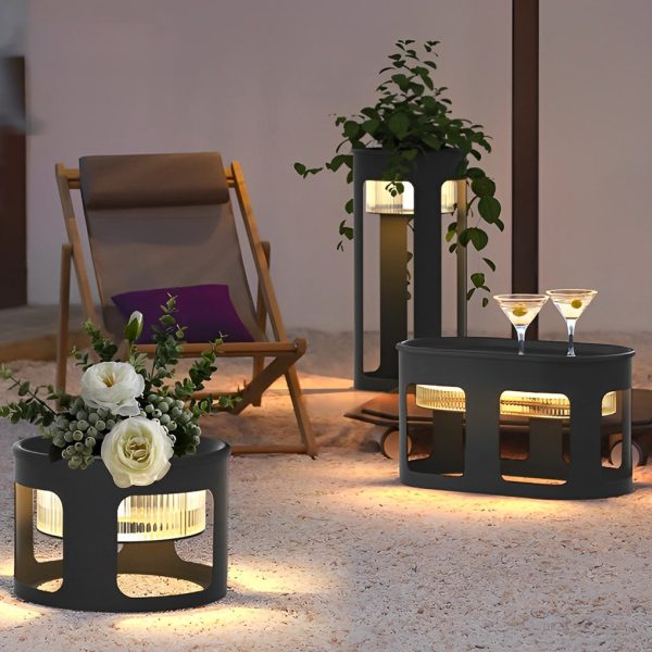 Round Table Lamp with Under-Table Lighting Solar-Powered LED Outdoor Light - Image 4