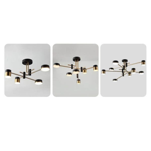 Modern Minimalist Black Gold Balanced 4-8 Light Semi-Flush Mount Light - Image 20