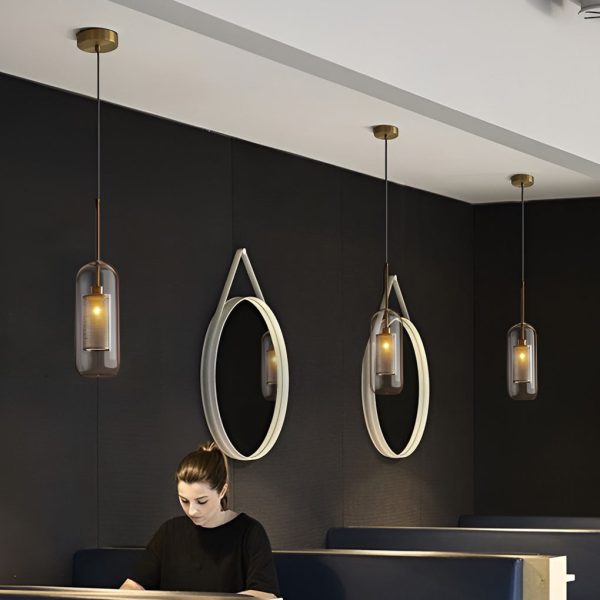Minimalist Round Glass LED Industrial Pendant Light Kitchen Island Lighting - Image 9