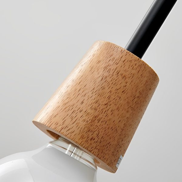 Round Creative Glass Wood Japanese Style Pendant Lights Small Chandelier - Image 11