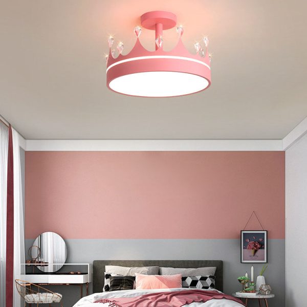 Cartoon Creative Crown LED Kids Semi-Flush Mount Ceiling Light - Image 5