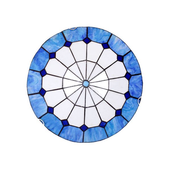 Traditional Tiffany Mediterranean Stained Glass Dome 2-Light Flush Mount Ceiling Light For Hallway - Image 8