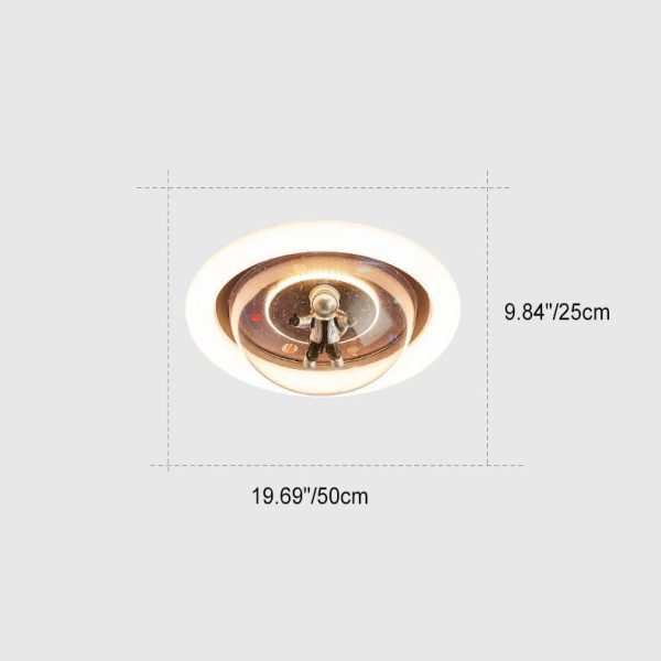 Contemporary Creative Cartoon Planet Resin Astronaut Acrylic Round Shade LED Kids Flush Mount Ceiling Light For Bedroom - Image 6