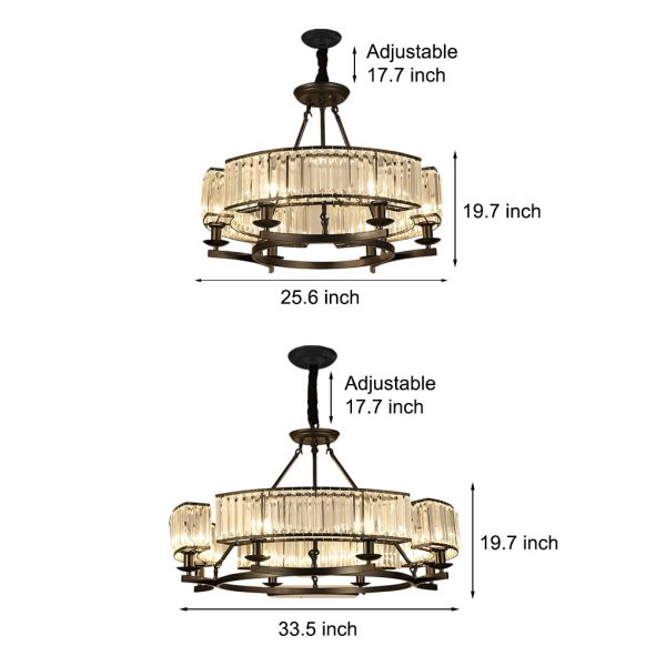 Round Metal Three Step Dimming Modern Rustic Crystal Chandelier Light - Image 7