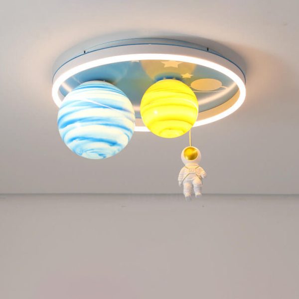 Astronaut Planet Round Kids Flush Mount Ceiling Light - Image 2