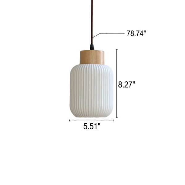 Nordic  White Ceramic Cylindrical Jar 1-Light Japanese Pendant Light - Image 5
