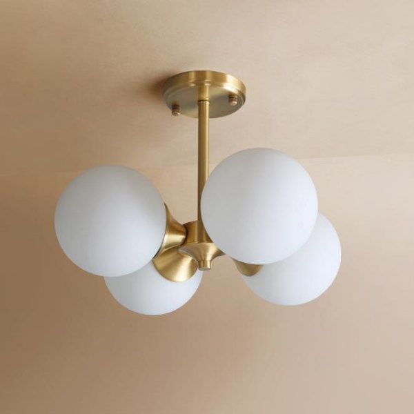 Modern Mid-Century Gold Finish Frame Glass Globe Ball 4-Light Chandelier For Living Room - Image 14