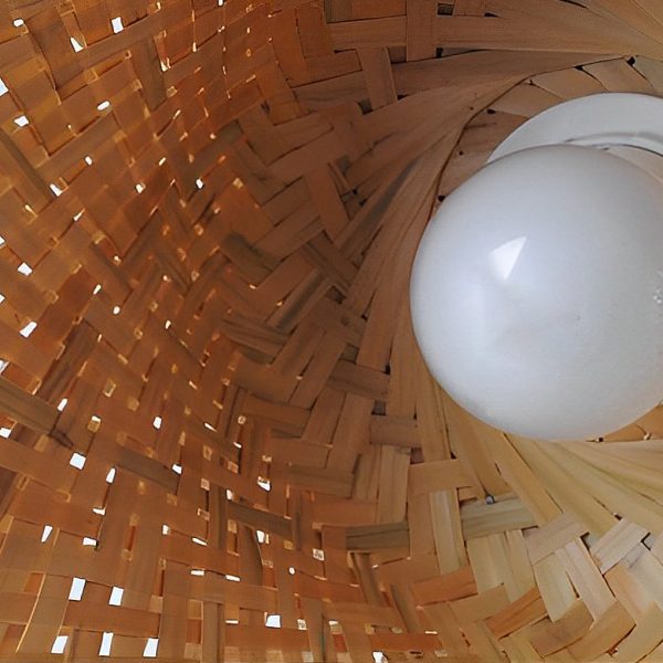 Creative Hand-woven Bamboo Lantern Three Step Dimming LED Chandelier - Image 11