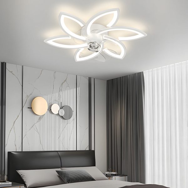 Modern Flowers Three Step Dimming LED Nordic Flush Mount Ceiling Fan Lamp - Image 4