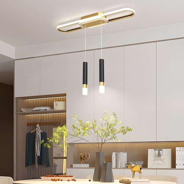 Long Circular Three Step Dimming LED Modern Ceiling Light Fixture Hanging Lamp - Image 7