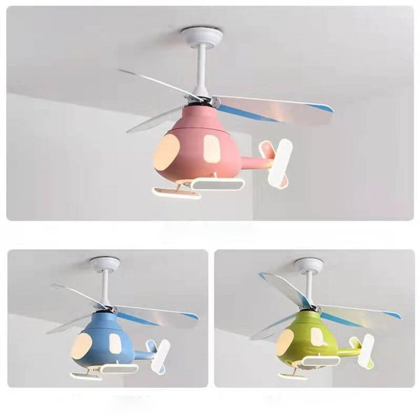 Cartoon Creative Aircraft Design LED Downrods Ceiling Fan Light - Image 11