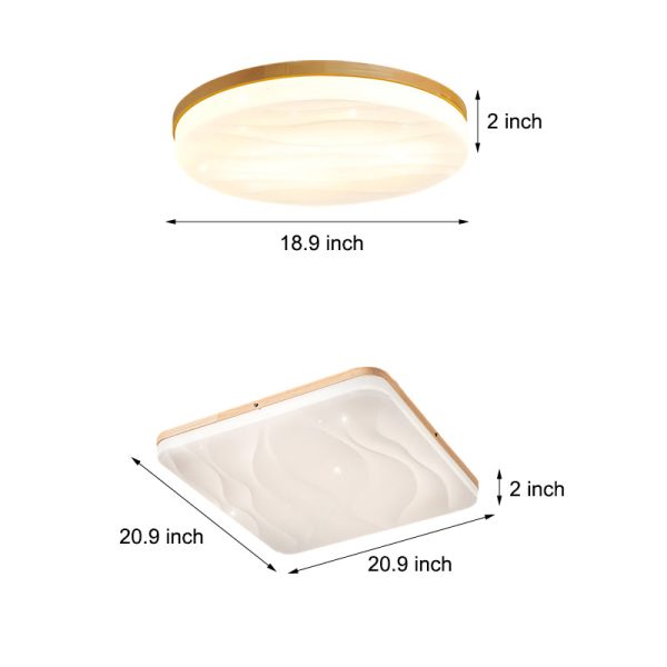Round Square Wood Three Step Dimming Modern LED Ceiling Lights Fixture - Image 7
