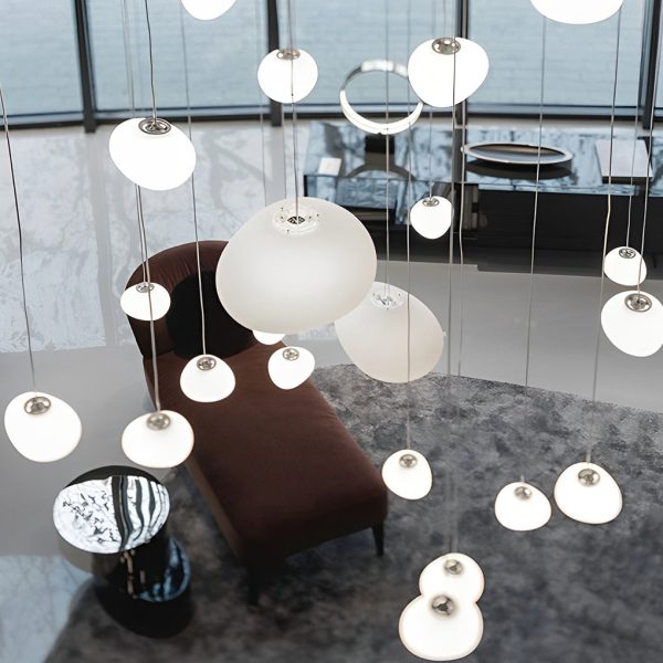 Creative Glass Round Ball LED White Modern Pendant Light Hanging Lamp - Image 9