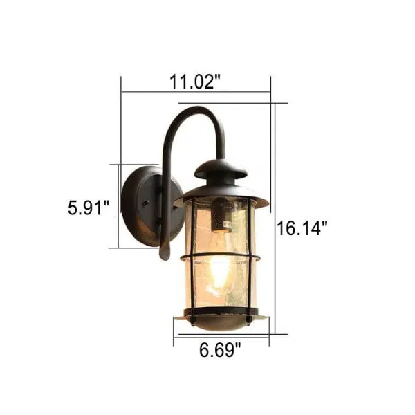 European Industrial Vintage Waterproof Outdoor Iron Glass 1-Light Wall Sconce Lamp - Image 7