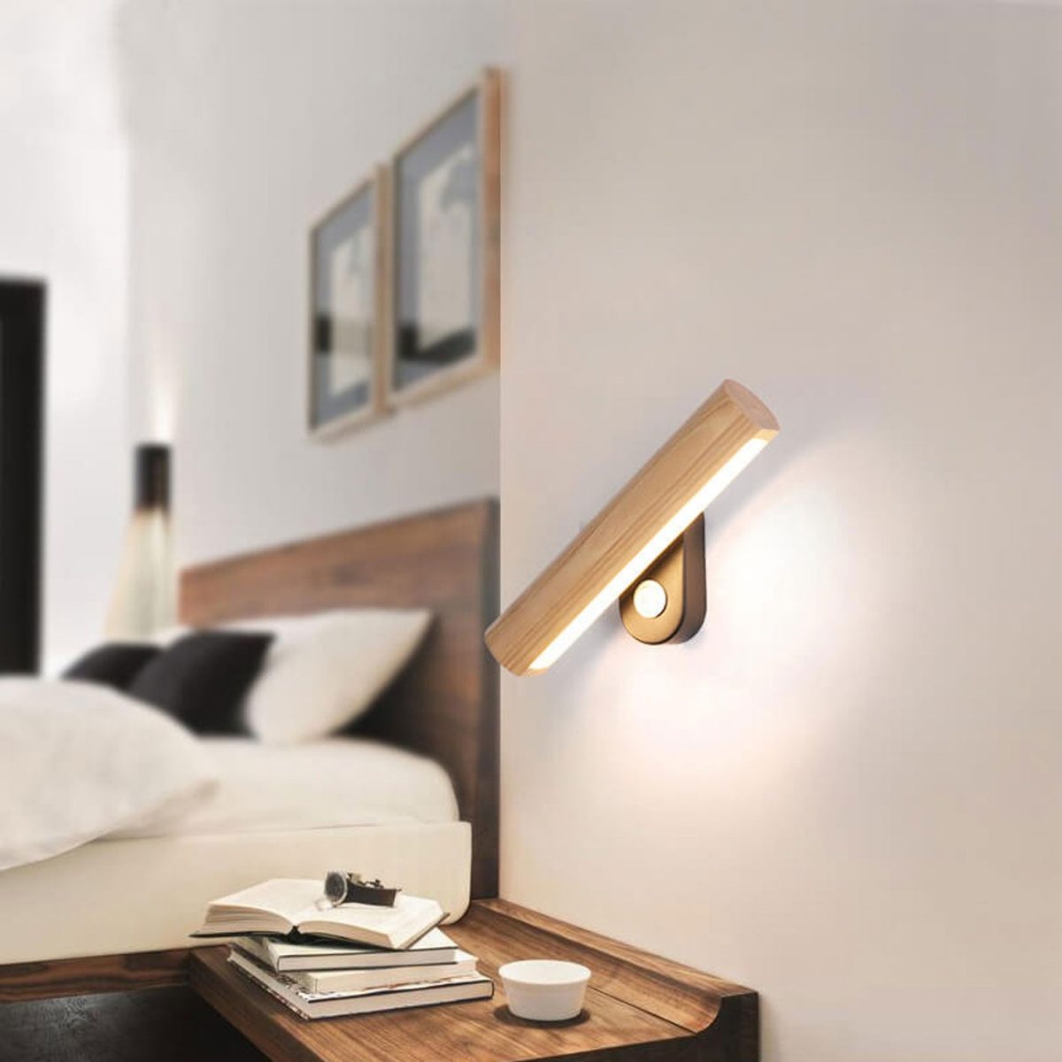 Nordic Simple Solid Wood Bar Rotating LED Wall Sconce Lamp - Image 11