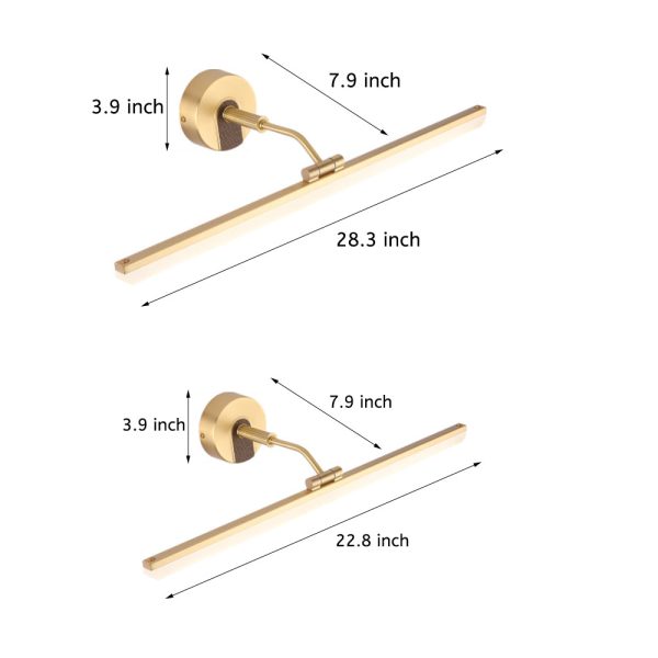 Adjustable LED Bathroom Vanity Mirror Light with Rotatable Flat Bar in Gold/Black Finish - Image 7