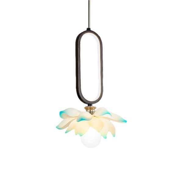 Creative Lotus Flowers Luminous Copper Oval Ring LED Modern Pendant Lights - Image 27