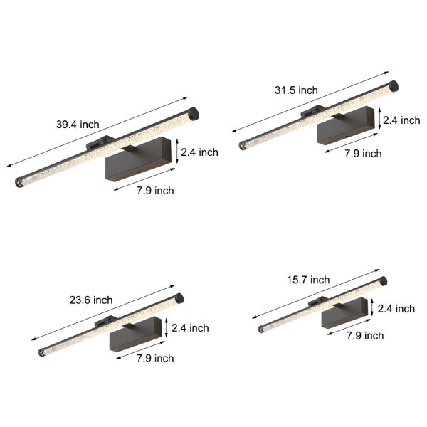 Rotatable Seeded Acrylic LED Bathroom Vanity Light Dimmable Modern Bath Bar - Image 7