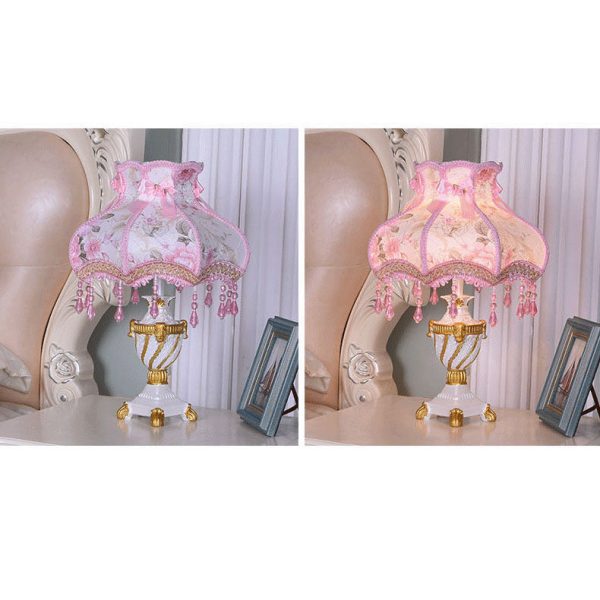 European Luxury  Fabric Lace Resin 1-Light Table Lamp - Image 23
