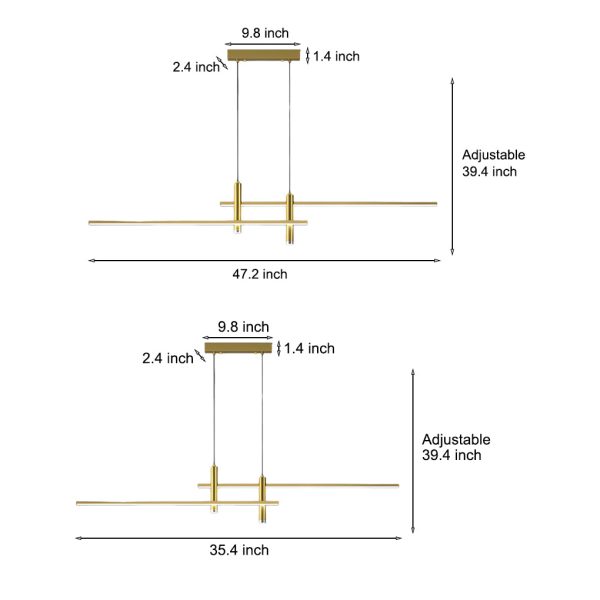 Minimalist Lines 3-Step Dimming Stepless Dimming LED Modern Chandelier - Image 7