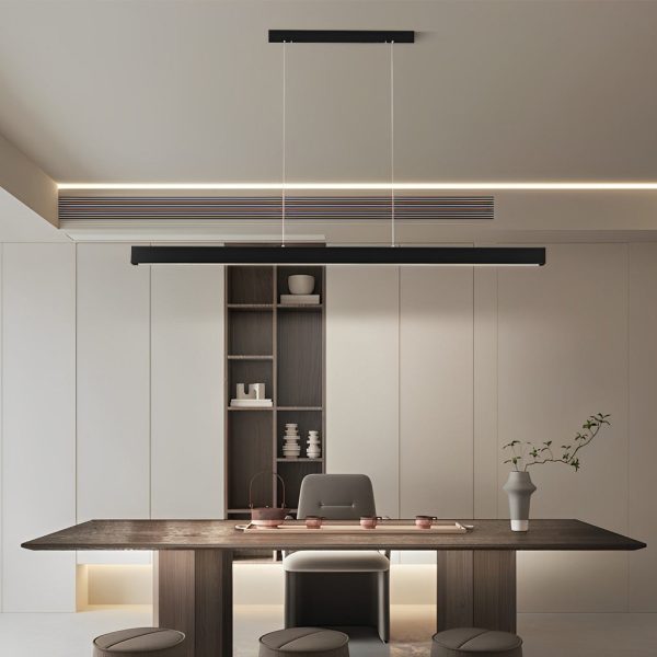 Minimalist Strip Stepless Dimming LED Black Modern Chandelier Pendant Lights - Image 8