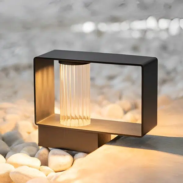 Sleek Modern Solar Path Light with Ribbed Acrylic Shade and Strip Frame - Image 2