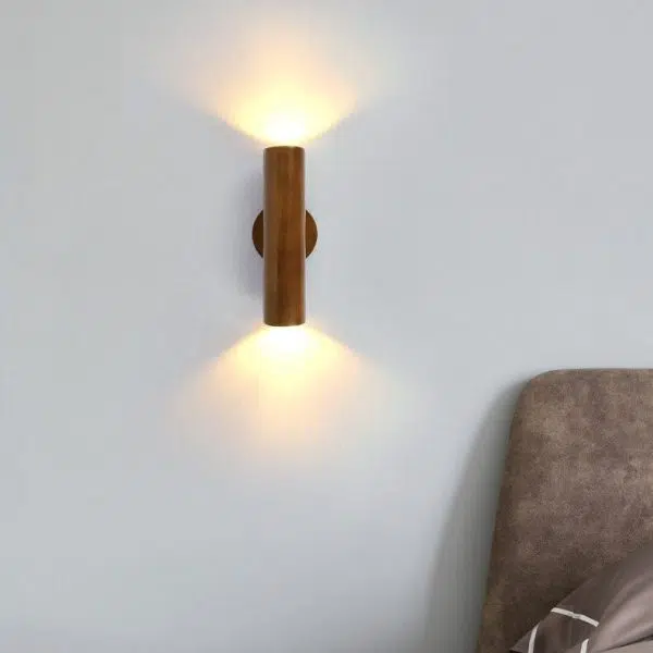 Modern Simple Warm Solid Wood Strip Double Head LED Wall Sconce Lamp - Image 2