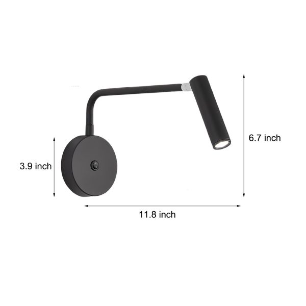 Black/White Tube LED Swing Arm Wall Light Adjustable Wall-Mounted Spotlight Bedroom Sconce Lamp - Image 11