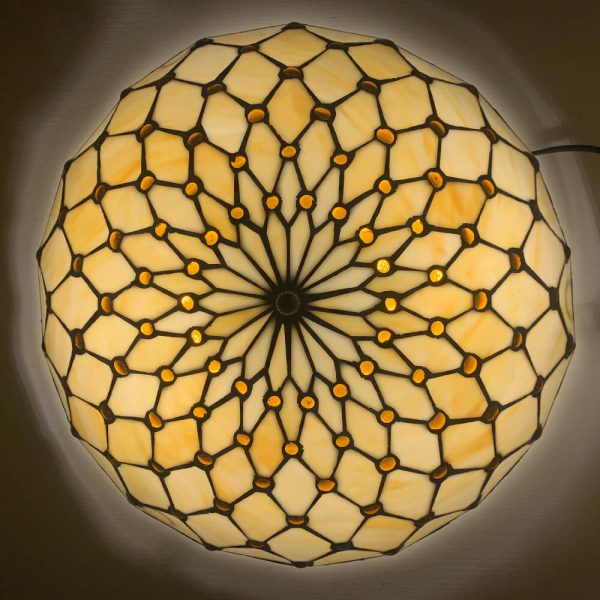 Traditional Tiffany Round Shell Bead Stained Glass 2-Light Flush Mount Ceiling Light For Hallway - Image 34
