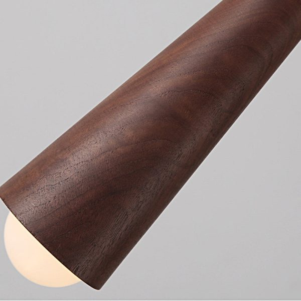 Wood Cone Three Step Dimming Copper LED Modern Pendant Lights Hanging Lamp - Image 6