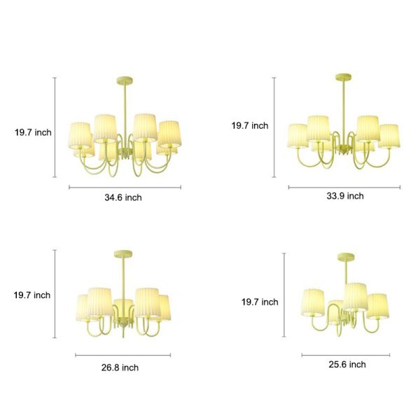 Pleated Fabric Retro Pastoral Green French Style Chandelier Hanging Lights - Image 7