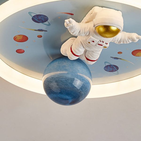 Childlike Cartoon Resin Astronaut Round Acrylic LED Flush Mount Ceiling Light - Image 10