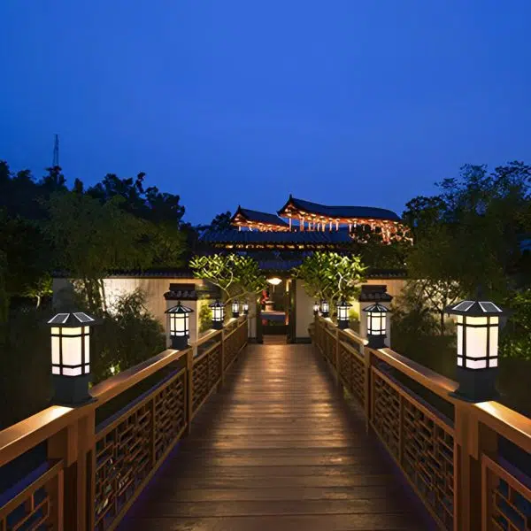 Waterproof Dimming with Remote Black Vintage Solar Fence Post Lights - Image 8