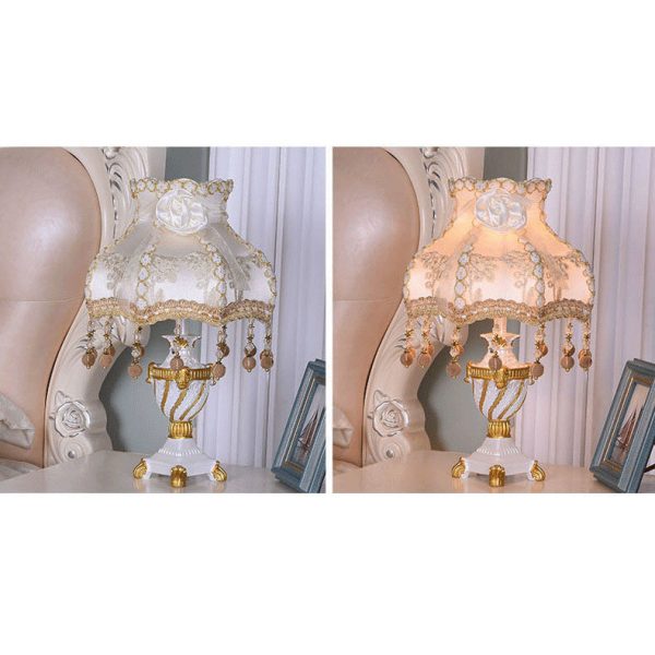 European Luxury  Fabric Lace Resin 1-Light Table Lamp - Image 22