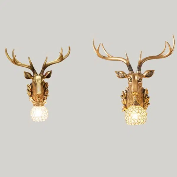 European Retro Deer Head Resin 1-Light Wall Sconce Lamp - Image 22