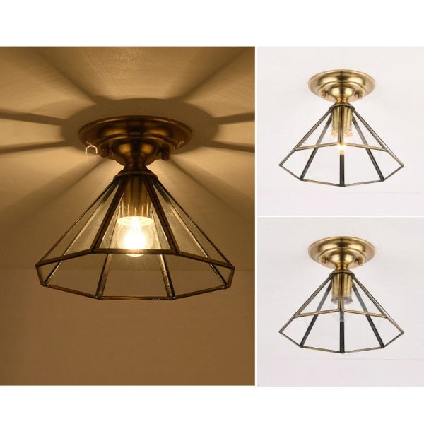 European Luxury Brass Glass Cone 1-Light Semi-Flush Mount Ceiling Light - Image 17
