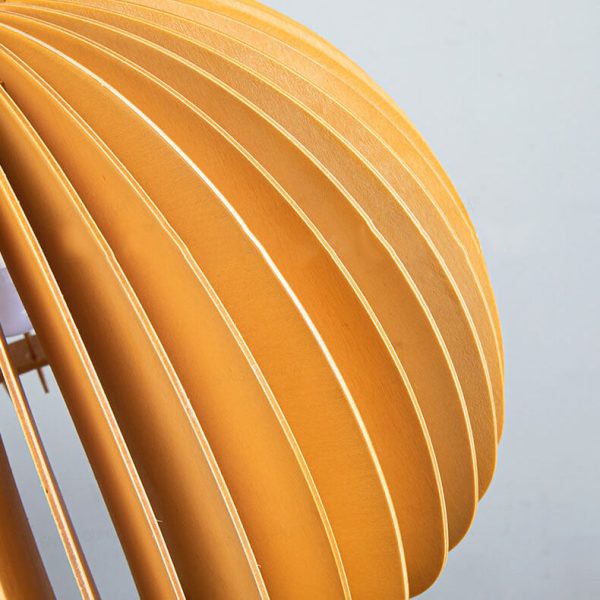 Japanese Minimalist Wooden Pumpkin Swing Arm 1-Light Pendant Light - Image 7