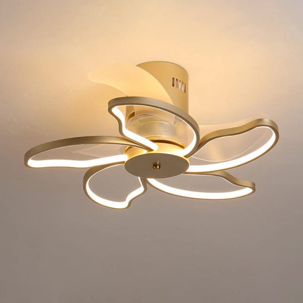 Nordic Minimalist Petal Shaped LED Semi-Flush Mount Ceiling Fan Light - Image 4