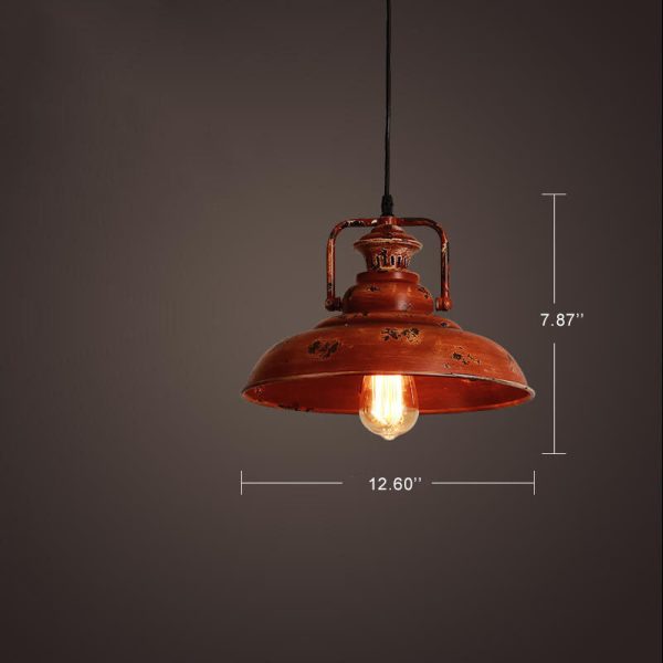 Retro Red Rust 1-Light Dome Pendant Light - Image 4